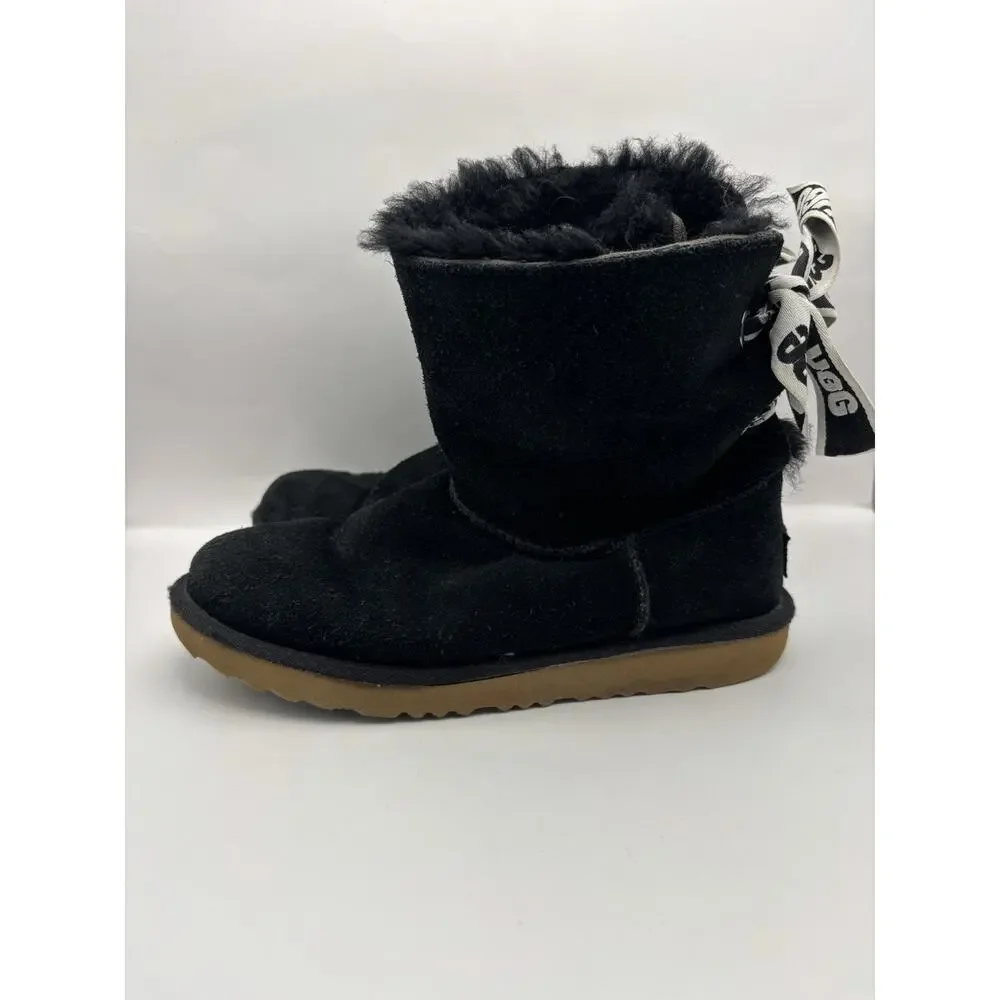 Ugg Bailey Bow II Black Boots Kids Size 5